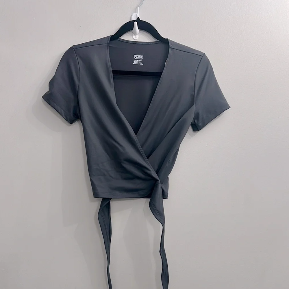 Pink Victoria’s Secret dark gray Wrap Top